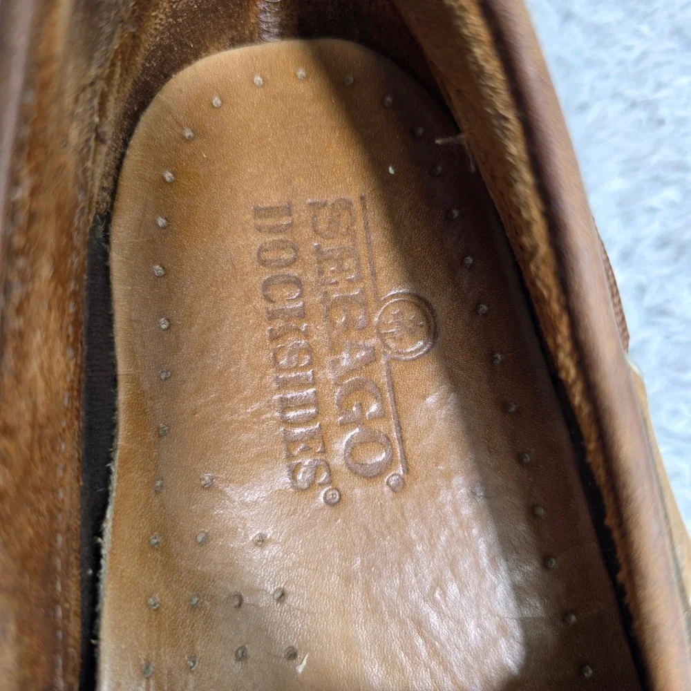 Sebago Docksides Boat Shoes Brown Leather Mesh Mens 8.5 M‎ B71141